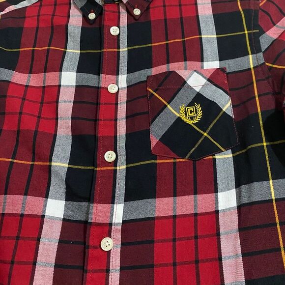 CHAPS BIG BOYS’ RED MULTICOLOR BUTTON DOWN FLANNEL SHIRT Size-L(14-16) - Picture 3 of 6
